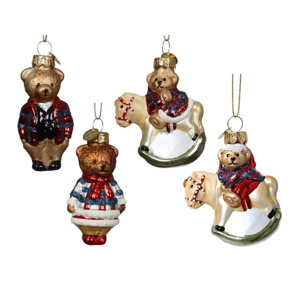 PENDENTE ORSETTO SU CAVALLO 4 ASSORTITI 7.5X4.5X3.5 CM.